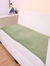 STITCHNEST Olive Green Self Design 2 Seater Sofa Cover