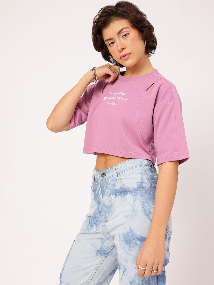 DressBerry Cut Out Detail Printed Boxy Sweatshirt