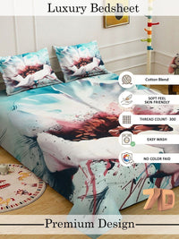 Myntra Elegant Homes Green Floral 300 TC Super King Double Bedsheet dengan 2 Sarung Bantal