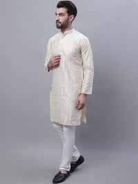 SOJANYA Kurta Kerja Benang Bersulam Motif Etnik Lelaki Dengan Kurta Churidar & Nehru