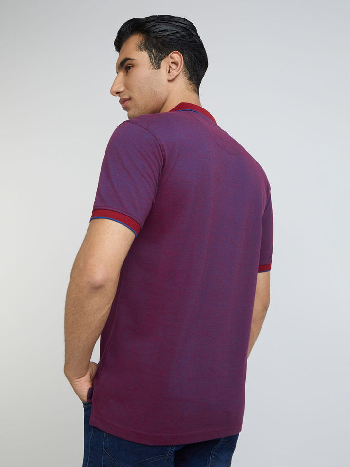 Raymond Pure Cotton Dual-Toned Modern Fit Polo Collar T-shirt