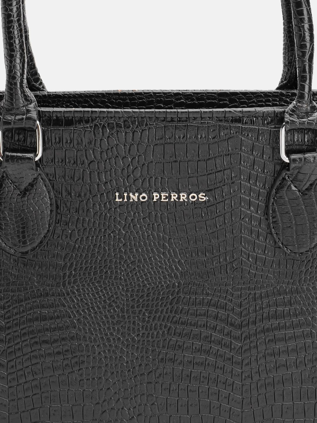 Lino Perros Women Croc Textured Structured Laptop Shoulder Bag