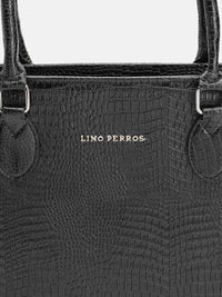 Lino Perros Women Croc Textured Structured Laptop Shoulder Bag