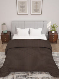 Story@home Brown Striped Microfibre 180 GSM Reversible Ac Room Double Bed Comforter