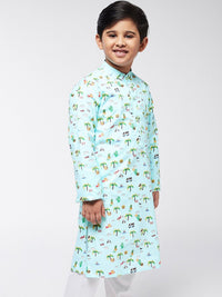 SOJANYA Boys Sea Green Floral Printed Kurta