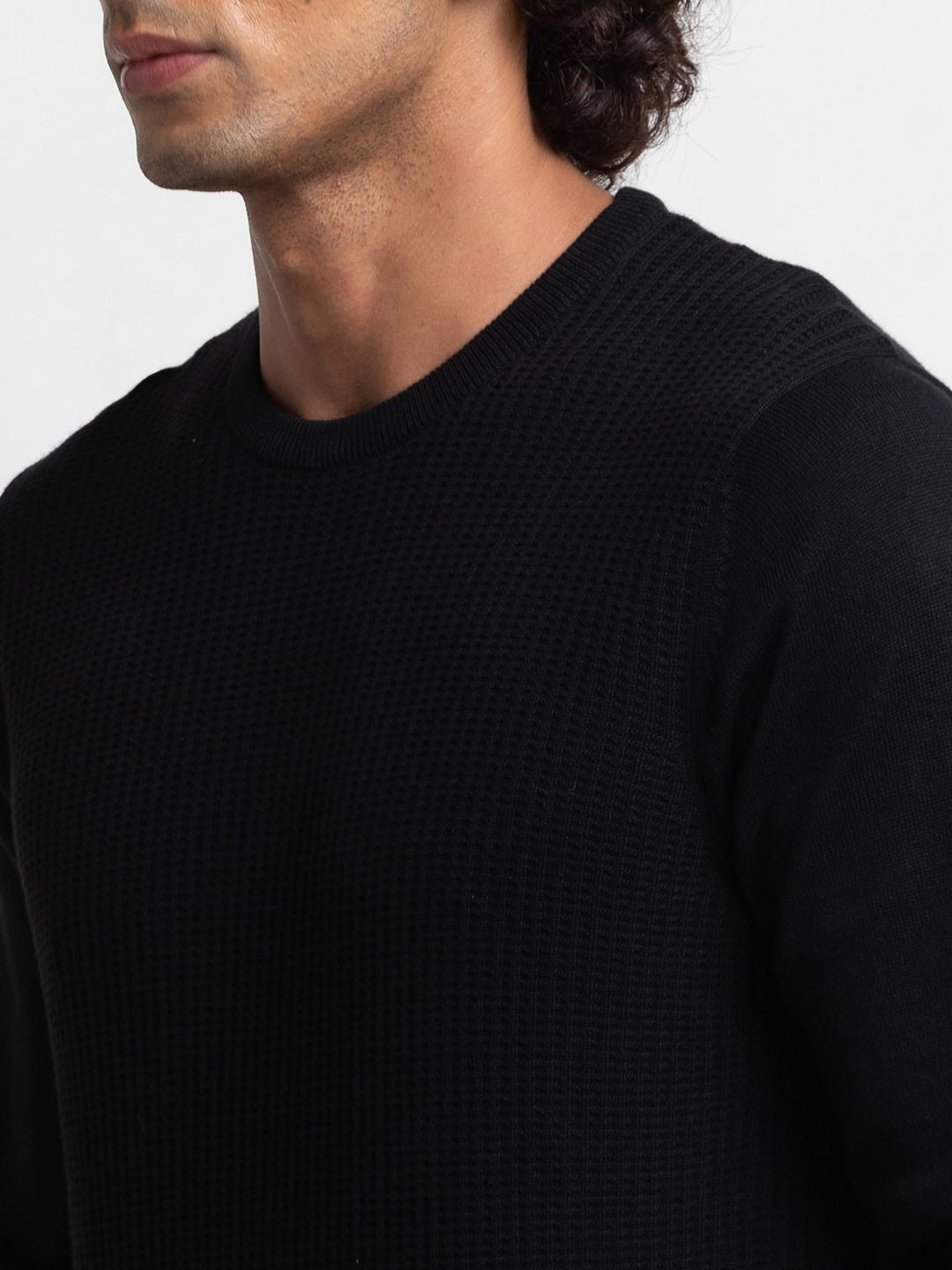 SPYKAR Pure Cotton Self Design Cable Knit Pullover Sweaters