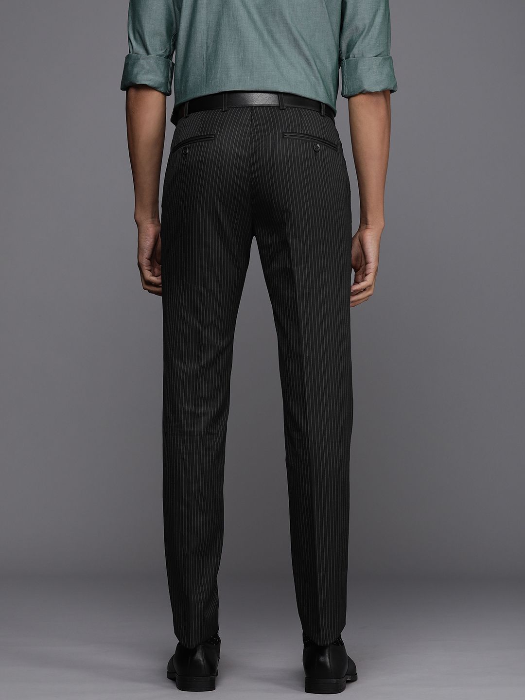 Raymond Men Striped Slim Fit Formal Trousers