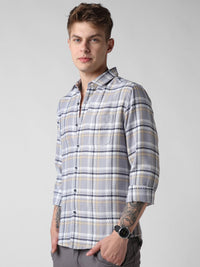 VASTRADO Men Classic Slim Fit Opaque Checked Casual Shirt