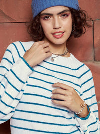 SASSAFRAS Striped Round Neck Pullover Sweater