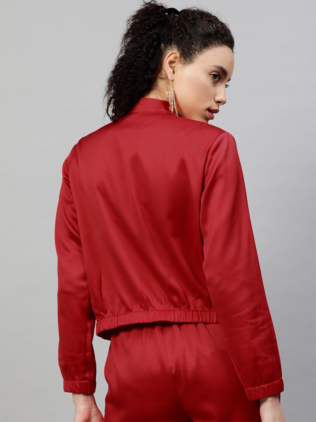 STREET 9 Women Red Solid Lightweight Bomber Jacket