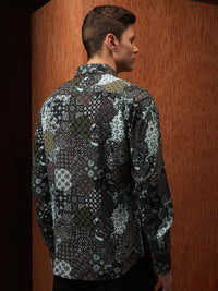 LOCOMOTIVE Slim Fit Abstract Printed Opaque Casual Shirt