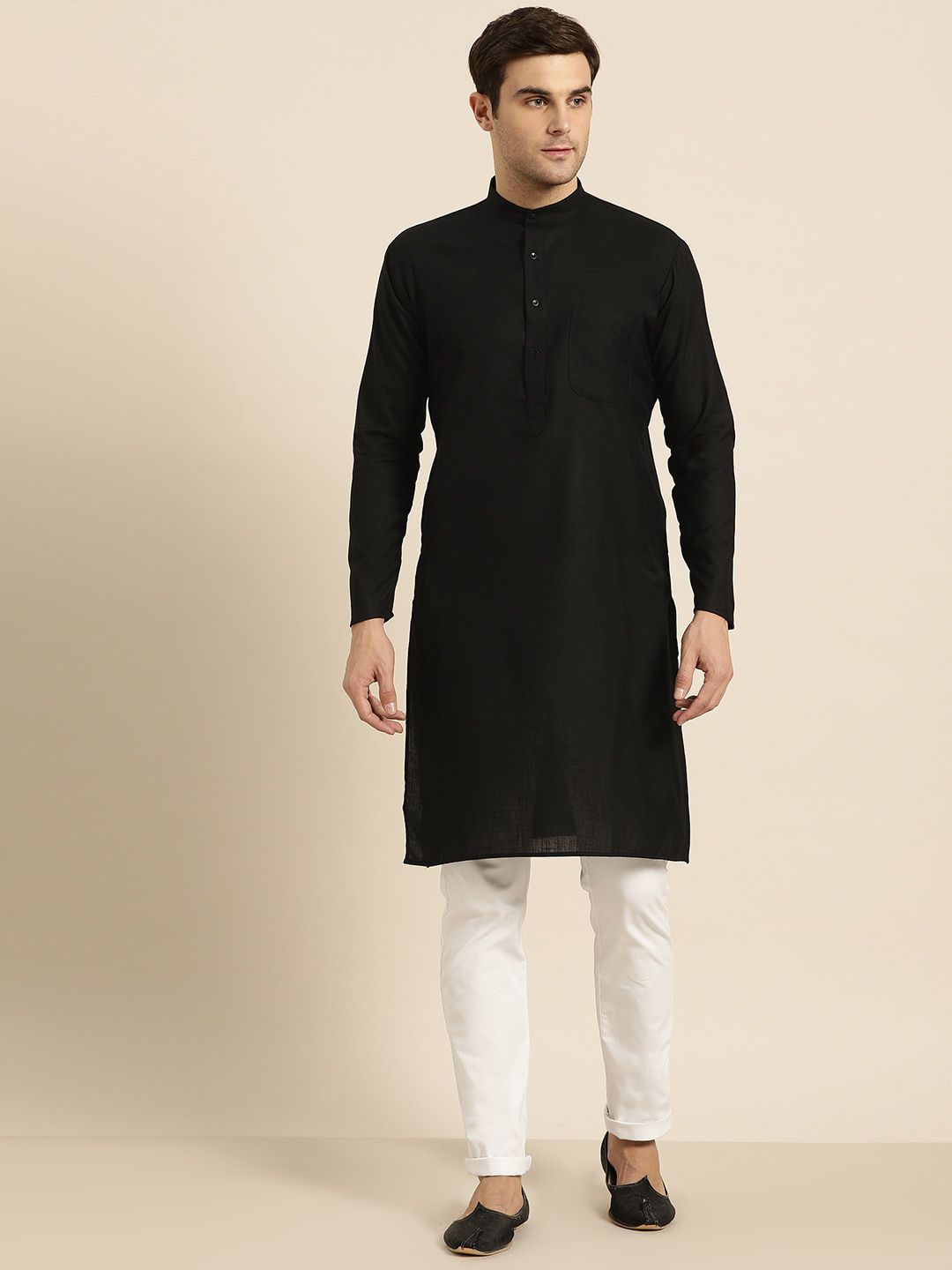 SOJANYA Lelaki Black Thread Work Kurta