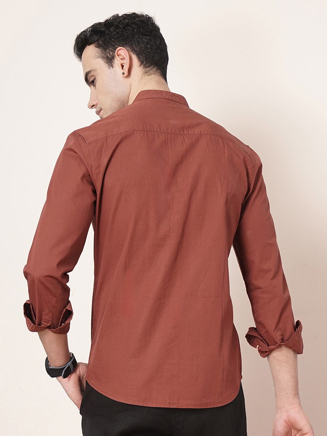 The Indian Garage Co Men Brown Solid Casual Shirt