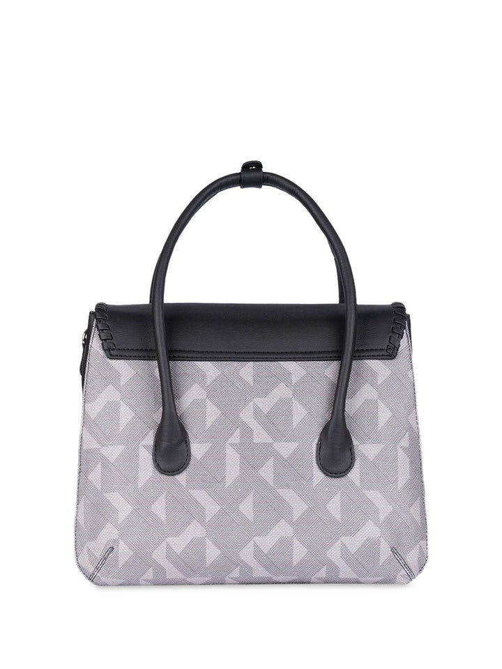 ZOUK Geometric Printed Structured Jute Handheld Bag