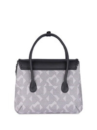 ZOUK Geometric Printed Structured Jute Handheld Bag