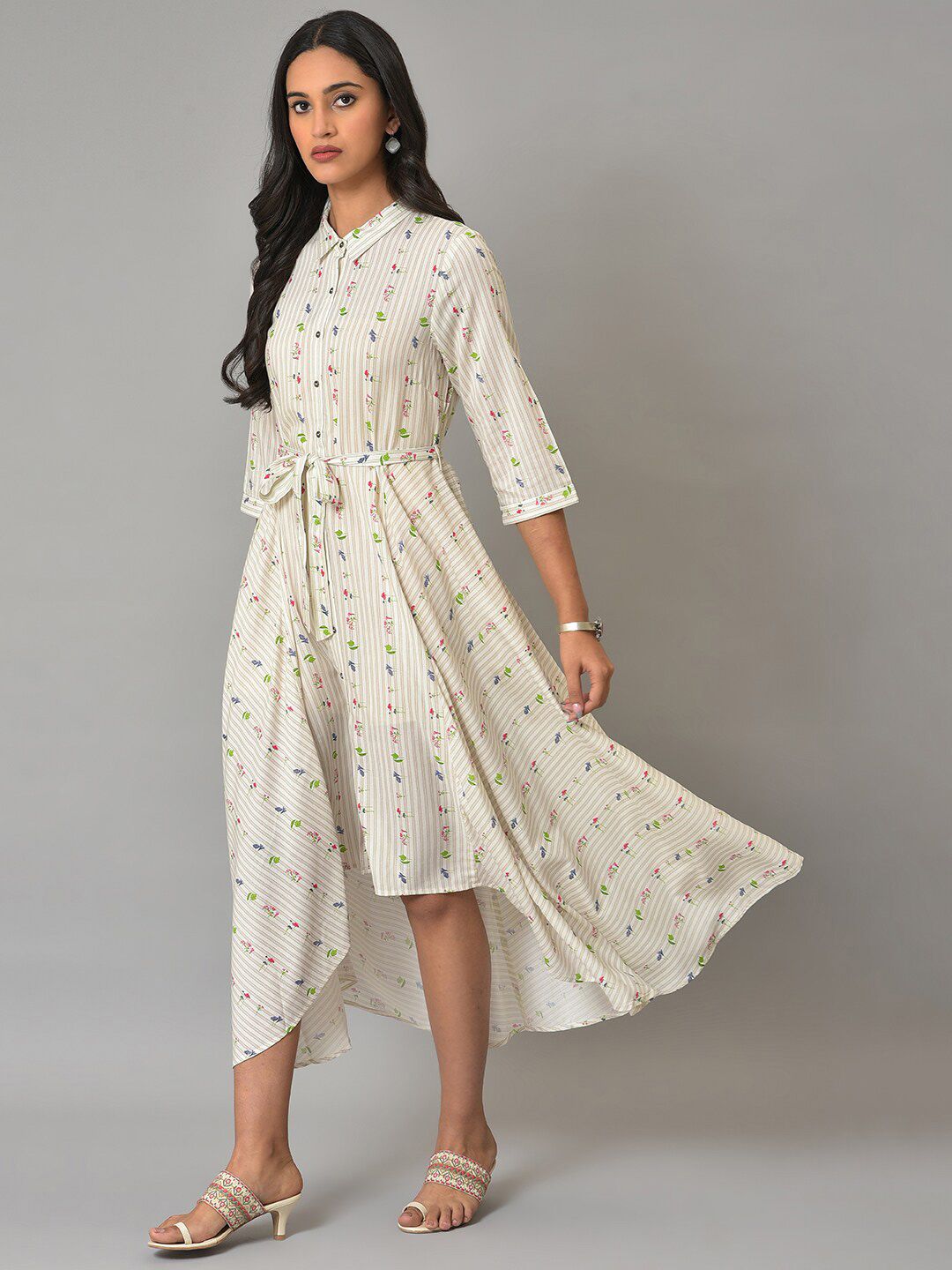 W Floral A-Line Midi Dress