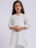 VASTRAMAY Girls Geometric Woven Design Jacquard Weave Cotton Straight Kurta