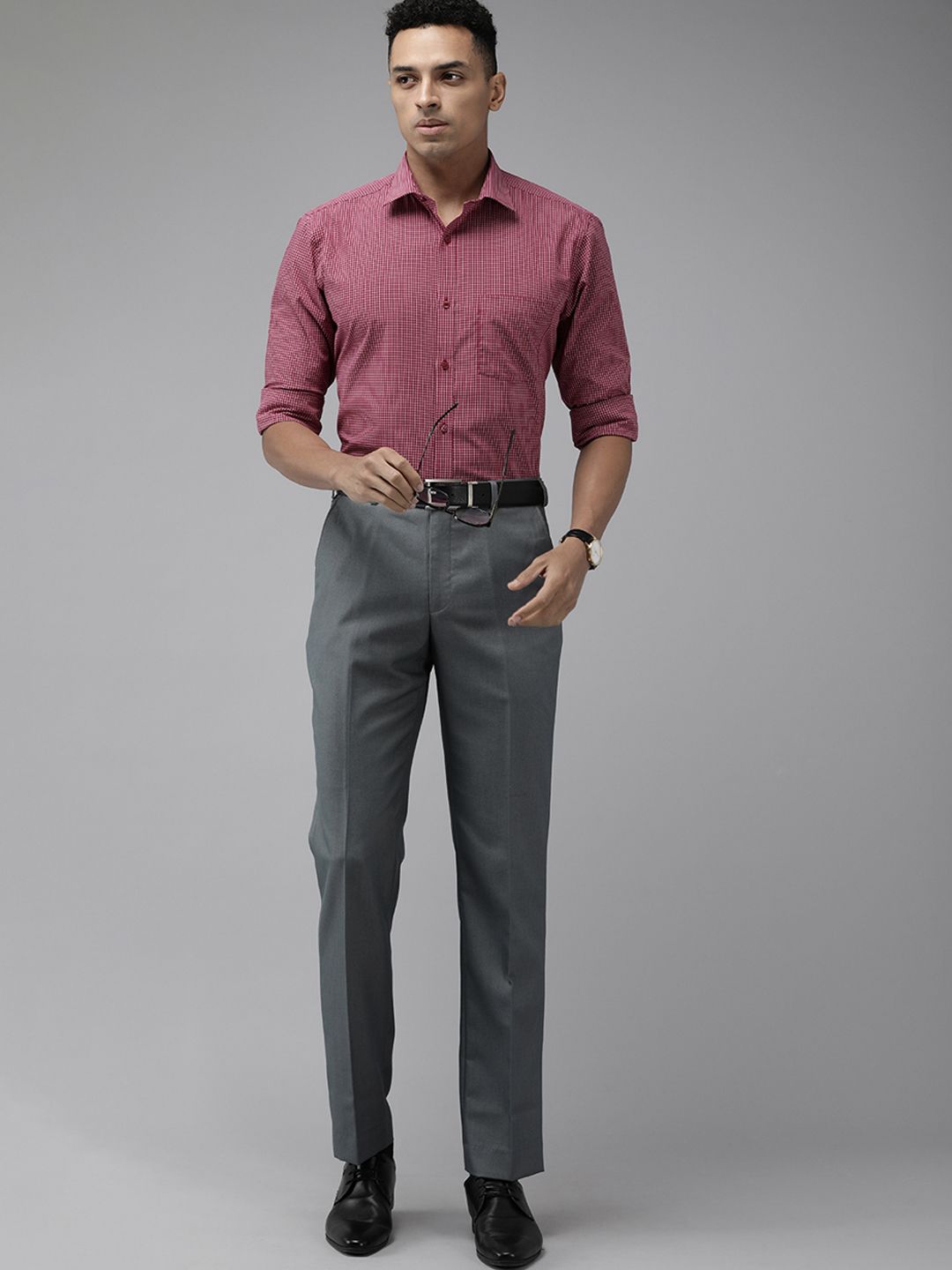 Park Avenue Pure Cotton Slim Fit Micro Checked Formal Shirt