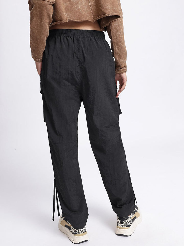 DressBerry Women Street Chic Core Ruched Tie-Ups Cargo-Style Track Pants