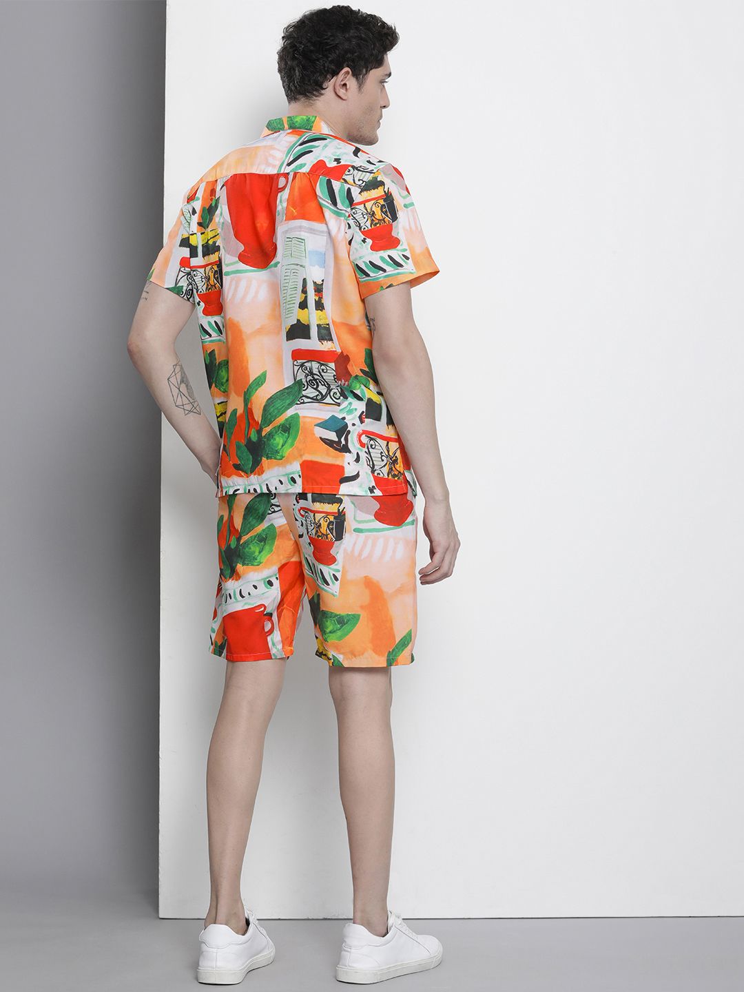 The Indian Garage Co Men Tropical Printed Short with Shirt