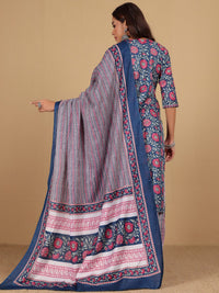 Varanga Floral Printed V-Neck Gotta Patti Kurta With Trousers & Dupatta