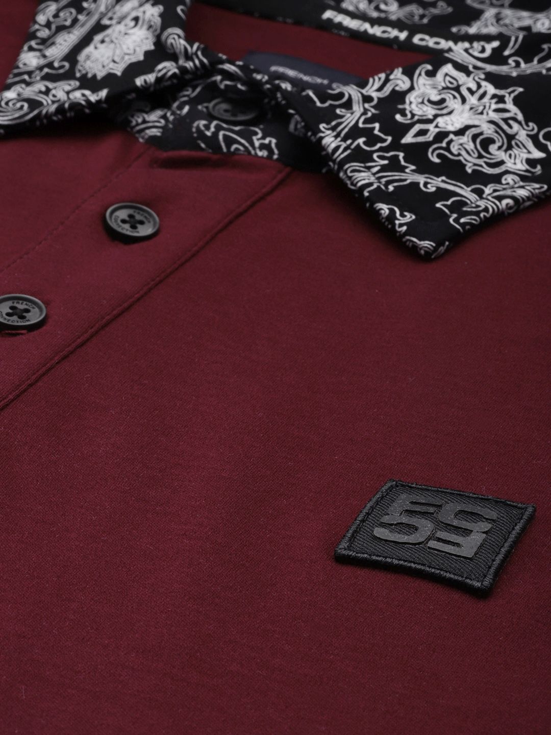 French Connection Solid Polo Collar Pure Cotton T-shirt