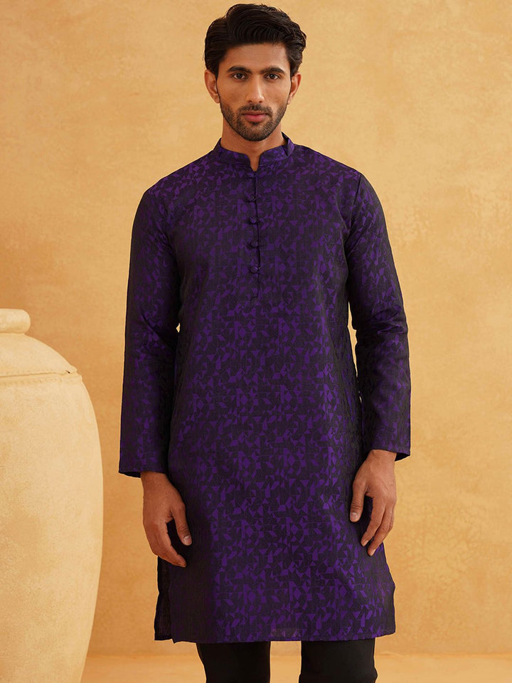 SOJANYA Geometric Woven Design Regular Straight Kurta With Churidar