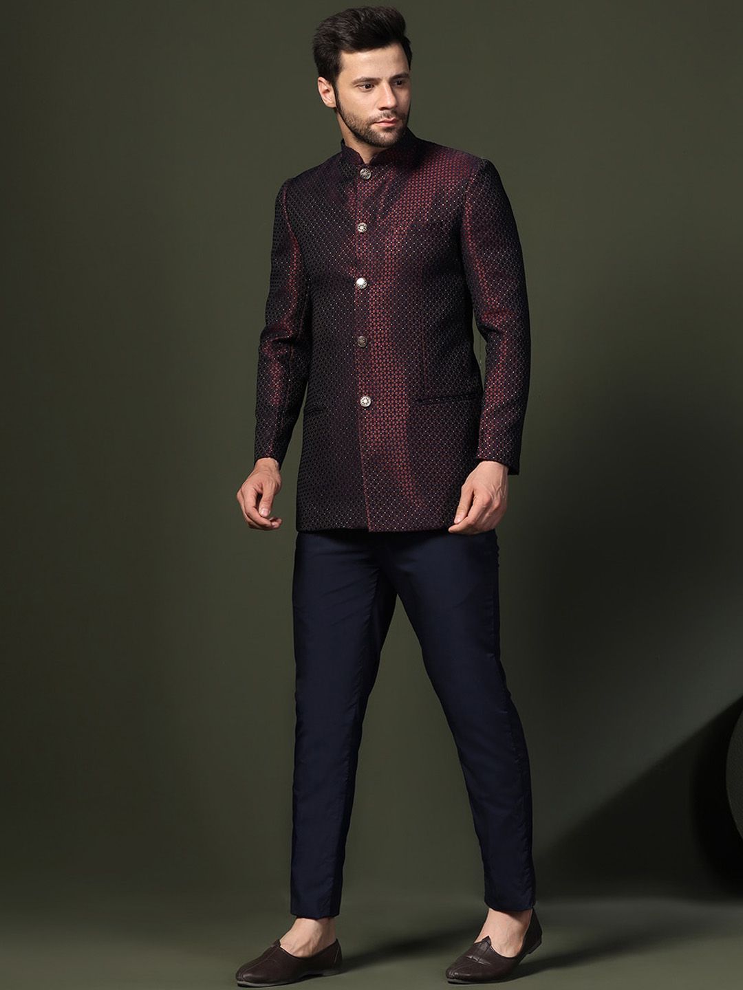 KeSH lelaki reka bentuk diri Slim Fit Jodhpuri Bandhgala Blazer
