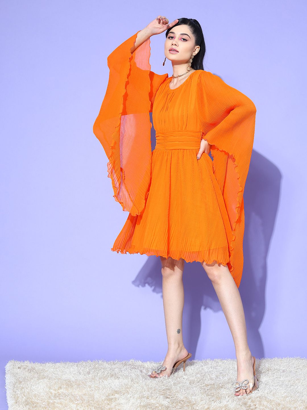 Antheaa Chiffon Fit & Flare Dress