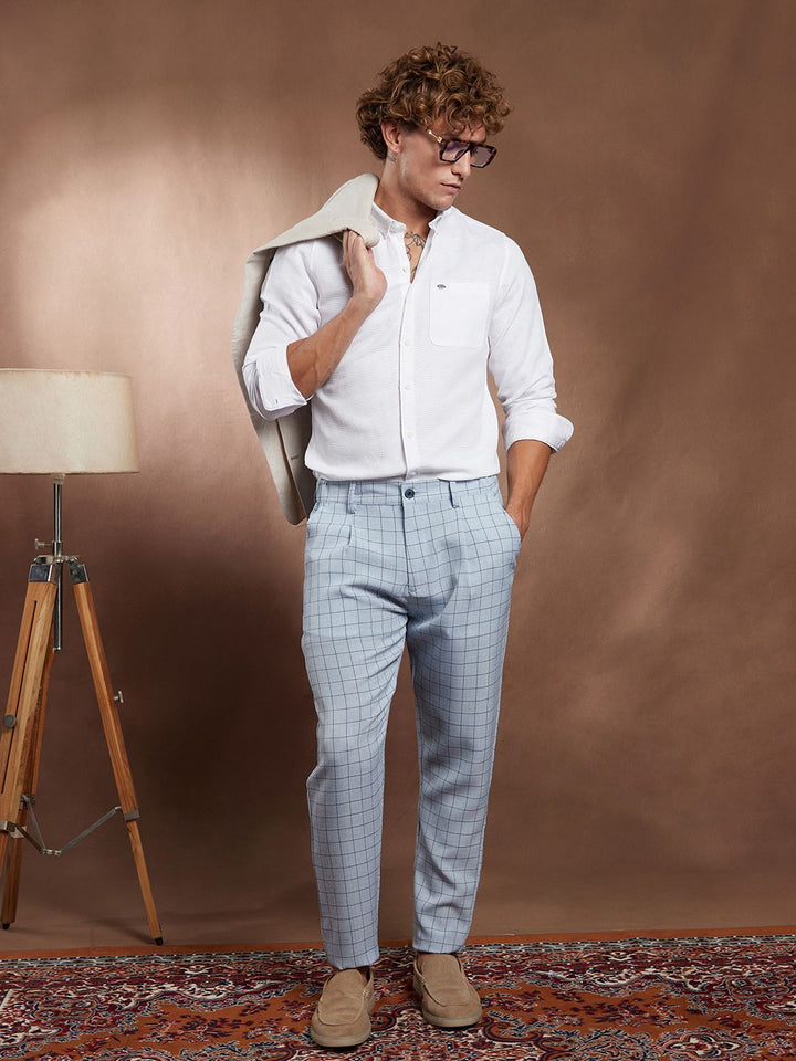 Campus Sutra Open-Weave Self Design Comfort Regular Fit Casual Shirt