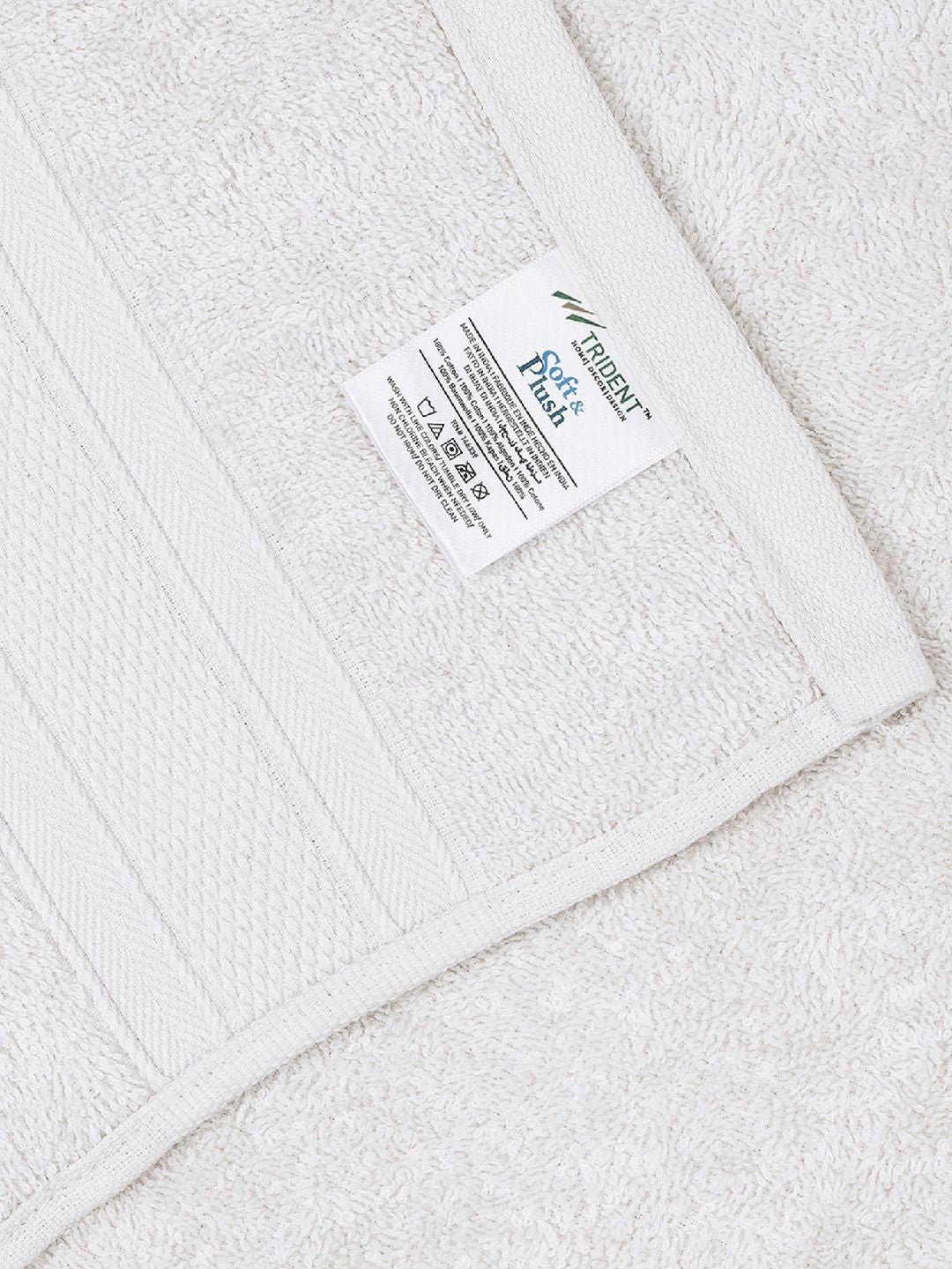 MYTRIDENT Set Of 12 White 500 GSM Pure Cotton Face Towels
