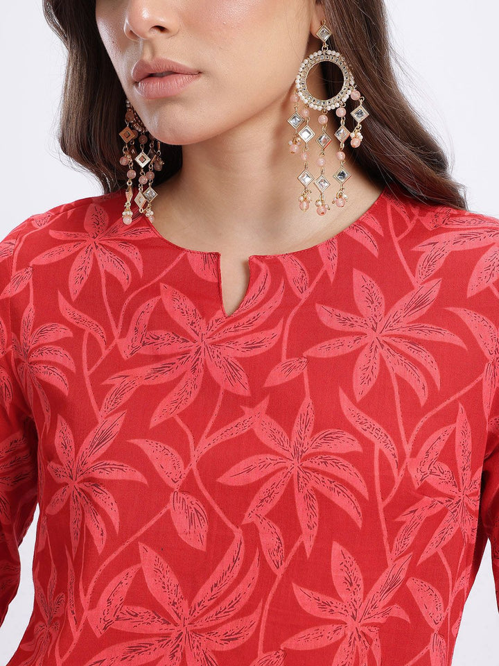 Anouk Floral Print Kurta With Trousers & With Dupatta