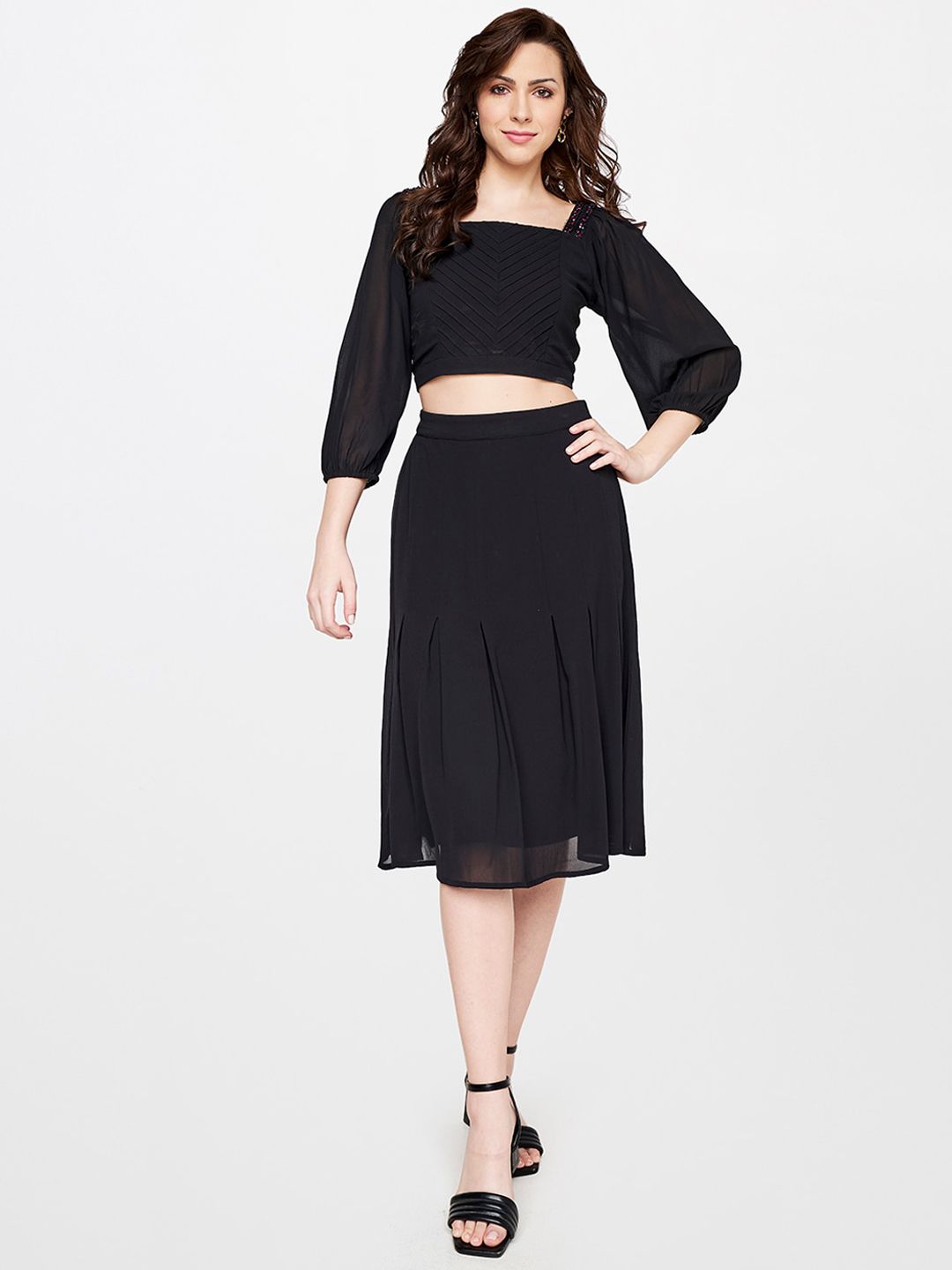 AND Women Black Solid Co-Ords