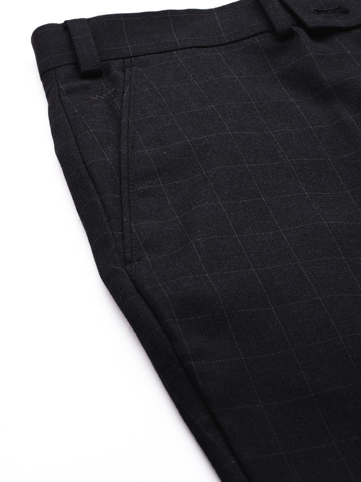 Park Avenue Men Checked Mid-Rise Formal Trousers