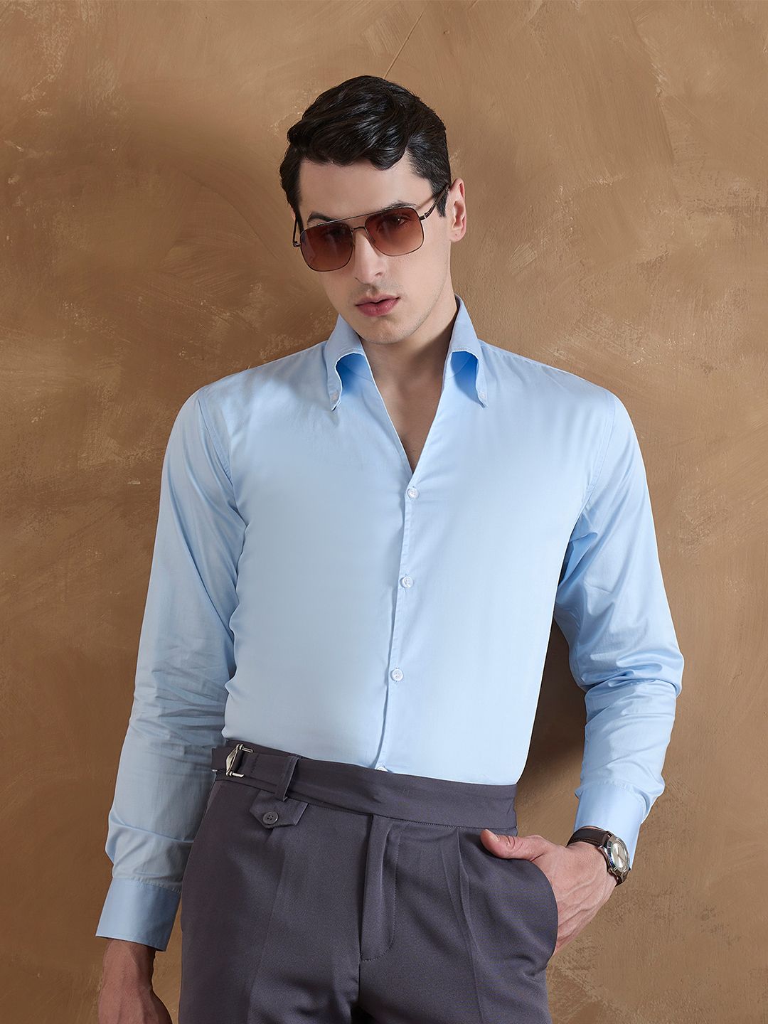 DENNISON Light Blue Cooper Collar Formal Shirt
