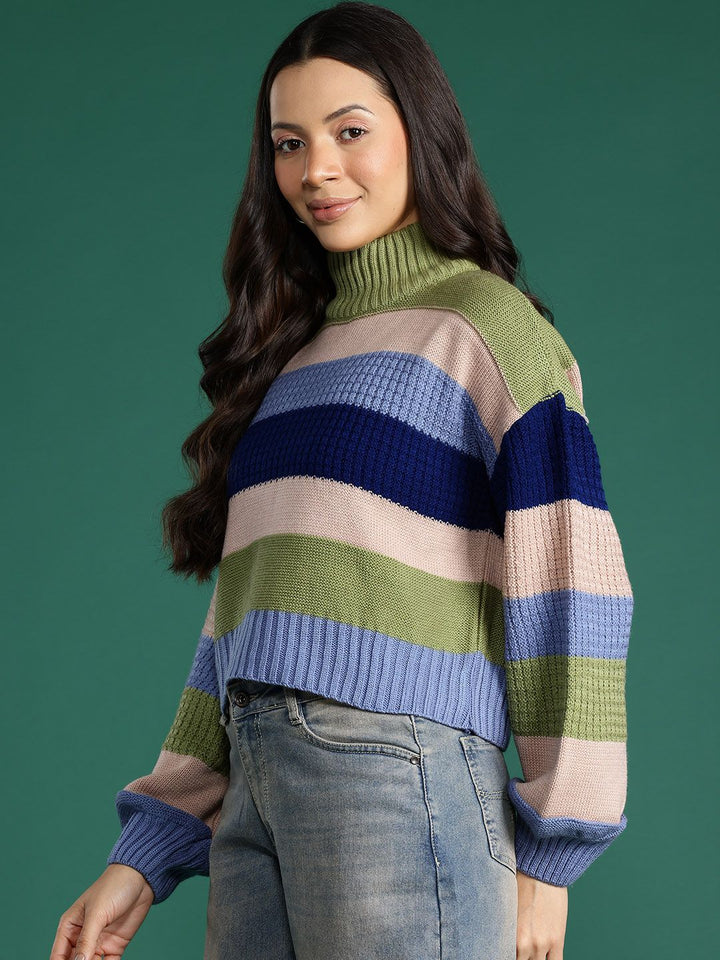 DressBerry Colourblocked Turtle Neck Pullover