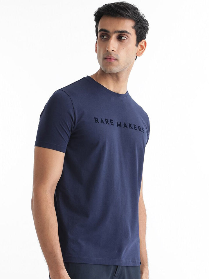 RARE RABBIT Men Burke Typography Printed Cotton Slim Fit T-Shirt