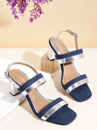 DressBerry Women Striped Block Heel Sandals