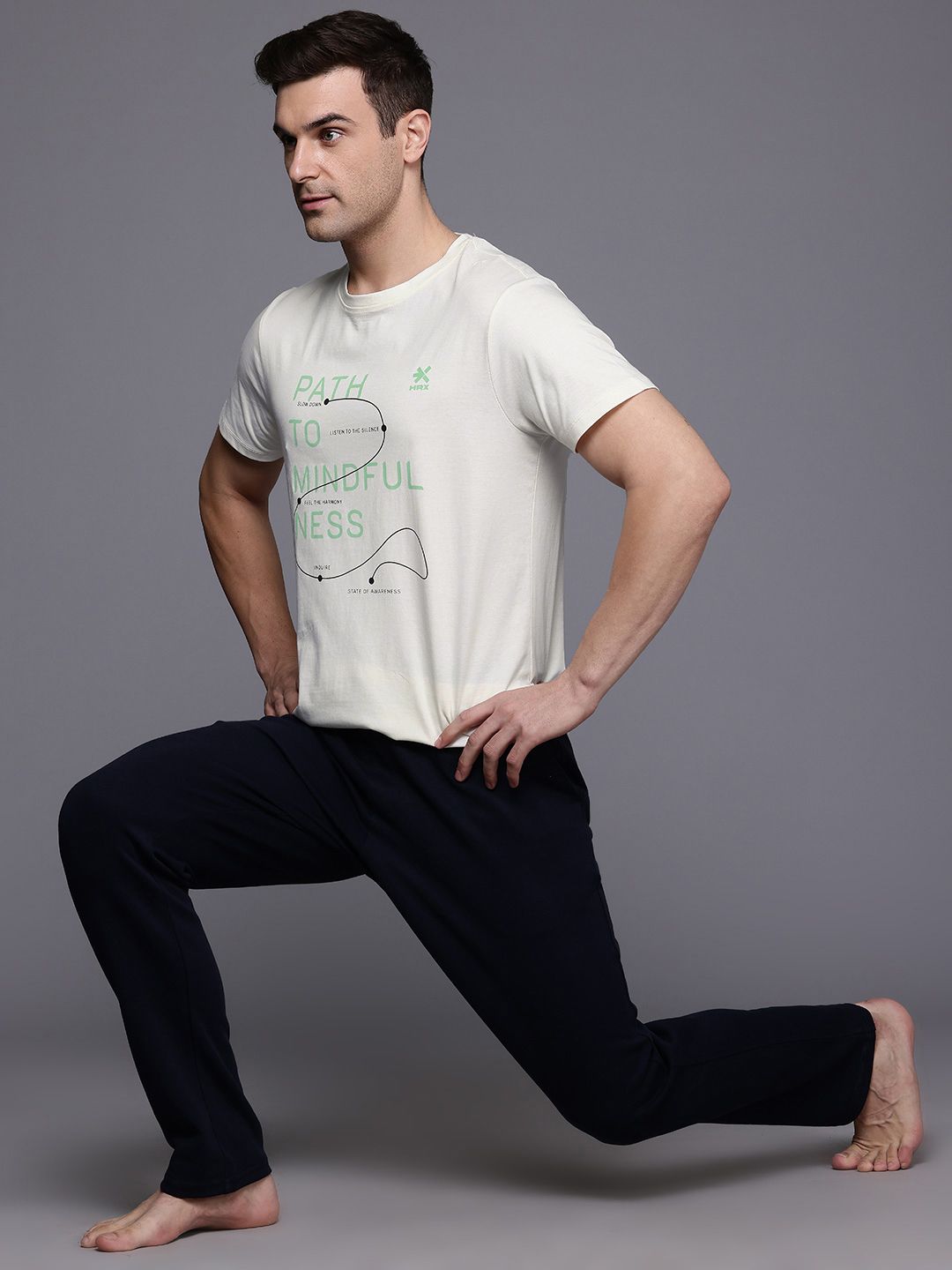HRX by Hrithik Roshan Typography Print Pure Cotton Yoga T-shirt