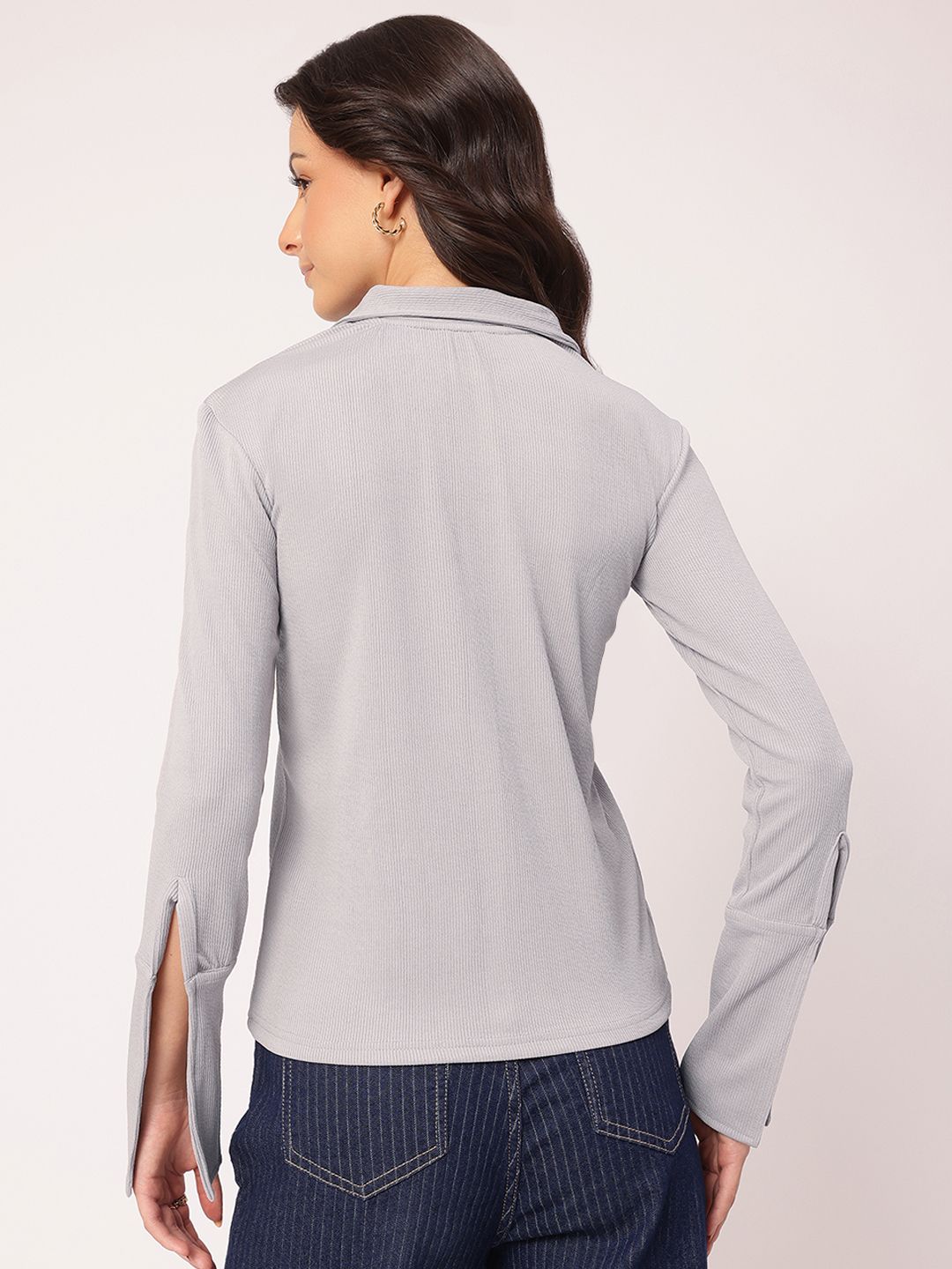 DressBerry Tailored Tradition Slit Sleeves Textured Shirt
