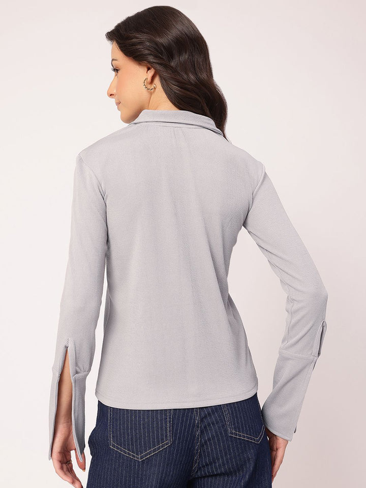 DressBerry Tailored Tradition Slit Sleeves Textured Shirt