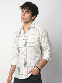 VASTRADO Men Classic Spread Collar Textured Cotton Slim Fit Casual Shirt