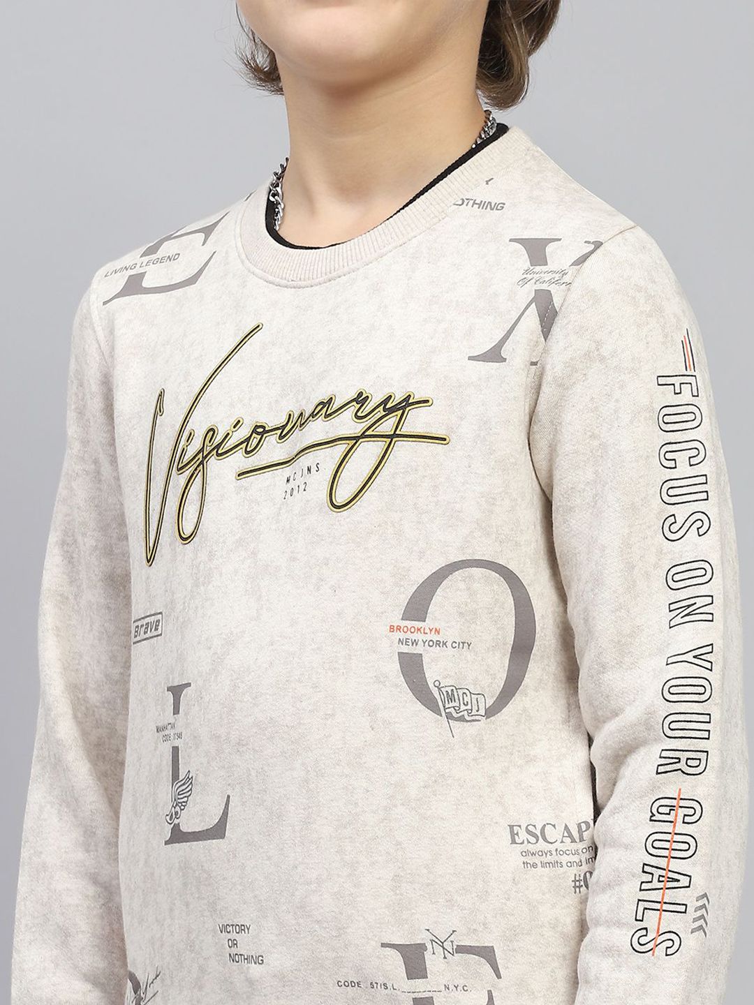 Monte Carlo Boys Round Neck Typography Printed Sweatshirt