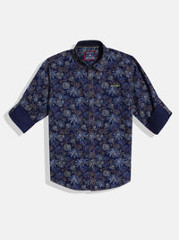 Monte Carlo Boys Floral Self Design Casual Smart Fit Shirt