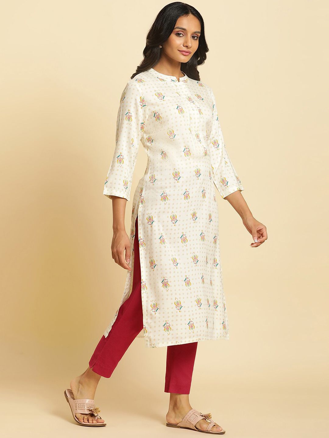 W Geometric Printed Mandarin Neck Kurta