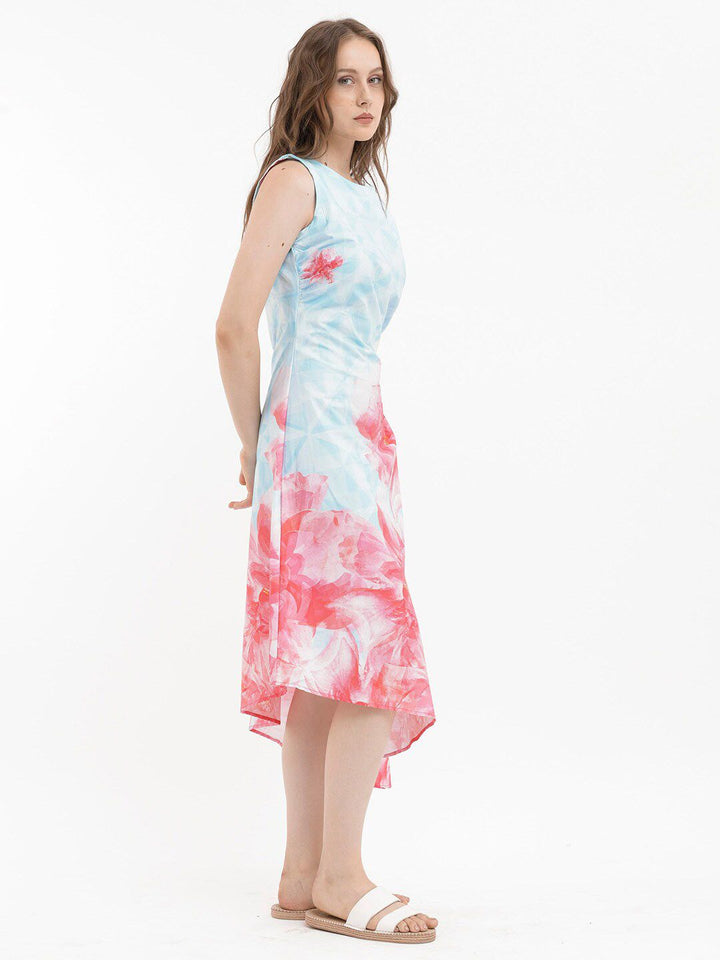 RAREISM Floral Print Sleeveless A-Line Cotton Midi Dress