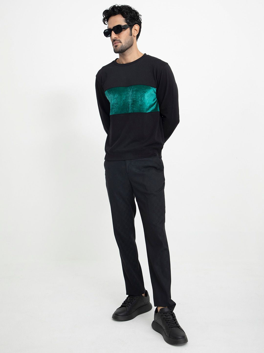 RARE RABBIT Men Tide Colourblocked Sweatshirt