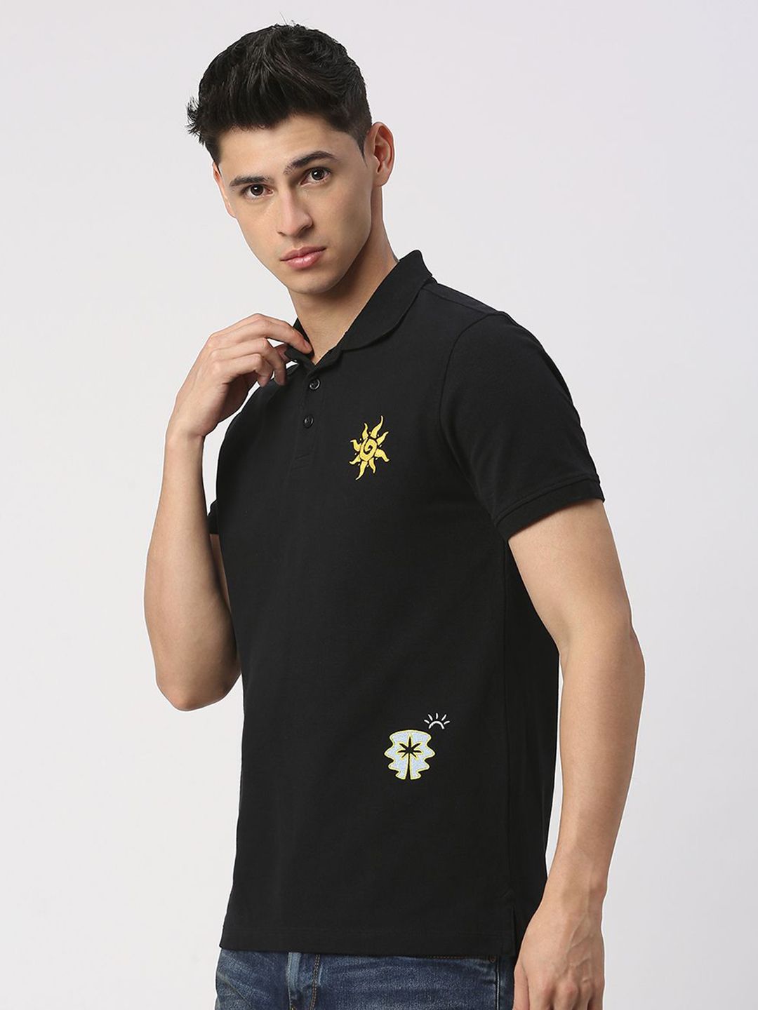 Being Human Men Polo Collar Solid T-shirt