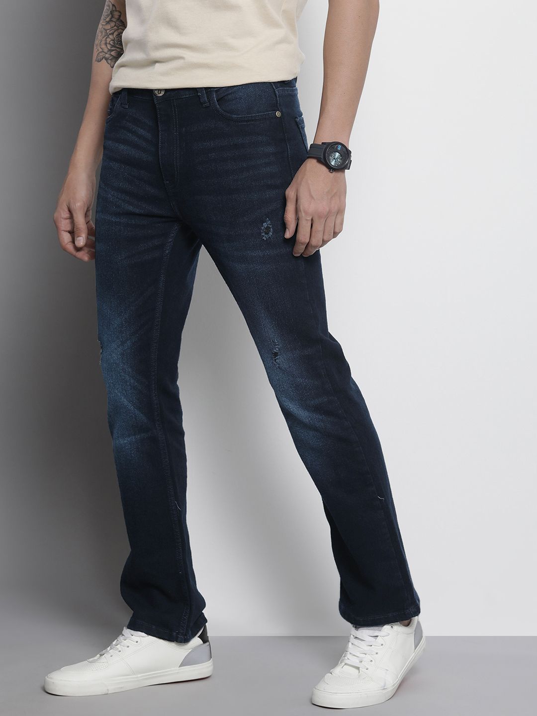 The Indian Garage Co Men Bootcut Light Fade Stretchable Jeans