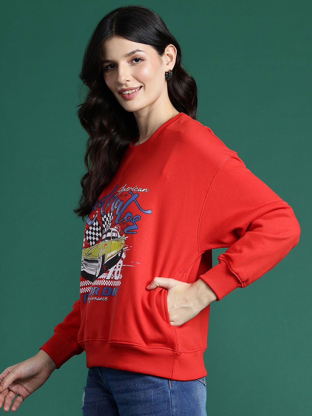 DressBerry Printed Drop-Shoulder Sleeves Sweatshirt